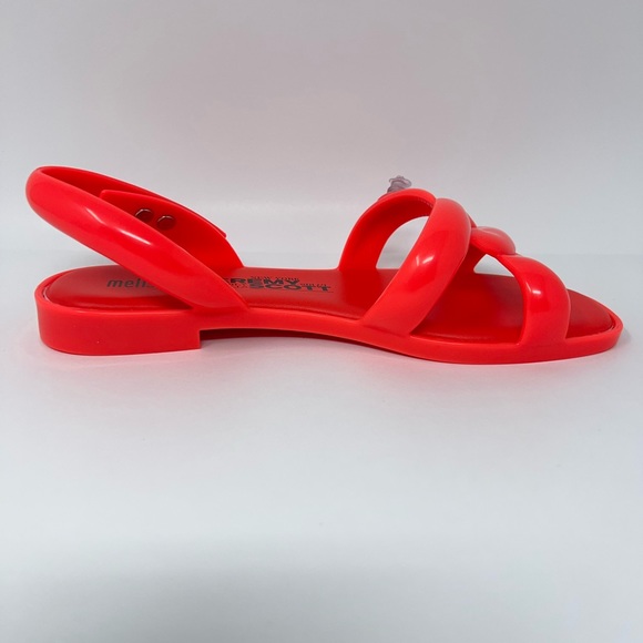 Melissa + Jeremy Scott Womens Tube Slingback Sandals Neon Orange Rubber 5-9 New - Picture 7 of 16